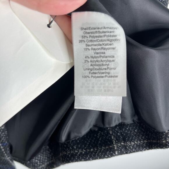 NEW DKNY black white blue plaid button long office preppy blazer jacket 12 - Picture 6 of 8